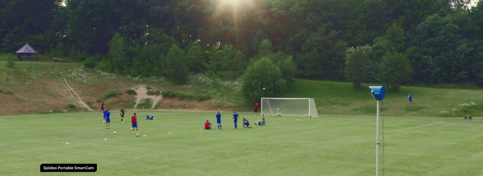 An in action image of a football game